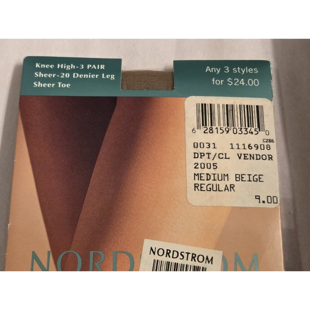 Nordstrom Sheer Hosiery Lot Knee High Thigh High 20 Denier Leg Medium Beige New - Picture 3 of 6
